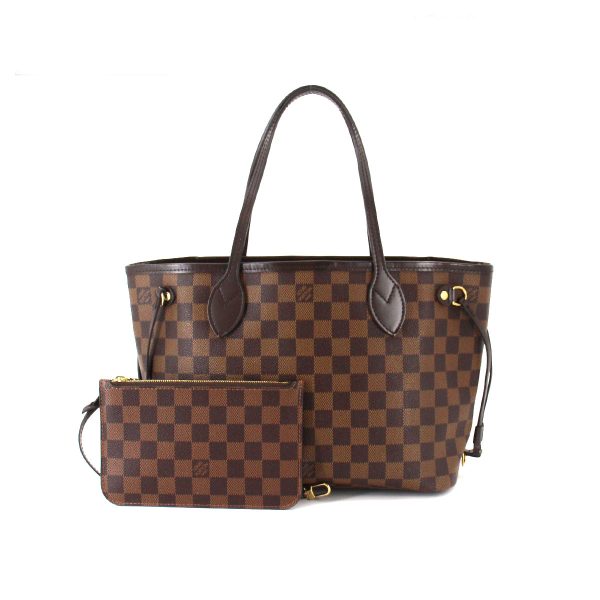 1 Louis Vuitton Damier Neverfull PM Tote Bag Brown Gold Hardware