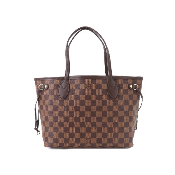 1 Louis Vuitton Damier Neverfull PM Tote Bag Ebene Brown Gold Hardware