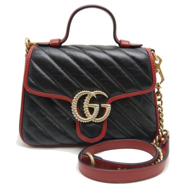 1 Gucci Mini Top Handle GG Marmont Quilted Small Black