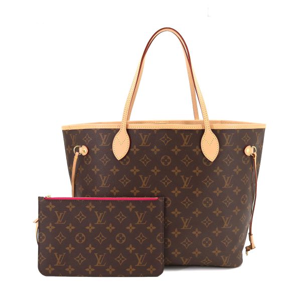 1 Louis Vuitton Monogram Neverfull MM Tote Bag Brown