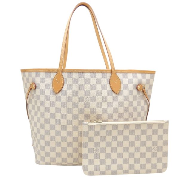 1 Louis Vuitton Damier Azur Neverfull MM Tote Bag White