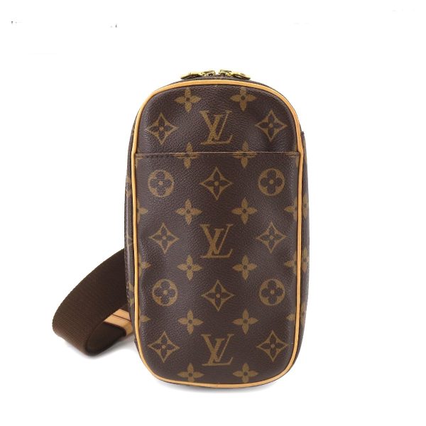 1 Louis Vuitton Monogram Pochette Gange Body Bag Brown Gold Metal Fittings