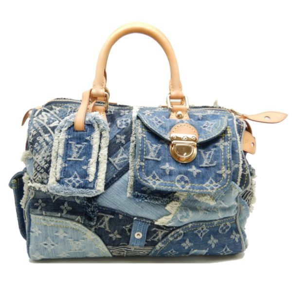 1 Louis Vuitton Monogram Denim Speedy 30 Blue Boston Bag