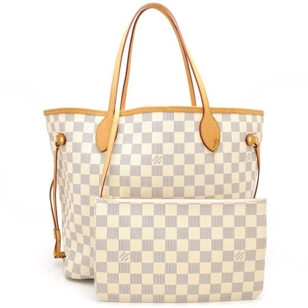 1 Louis Vuitton Damier Azur Neverfull MM Rose Ballerine Tote Bag