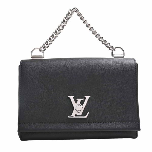 1 Louis Vuitton Leather LockMe Chain Shoulder Bag Noir Black