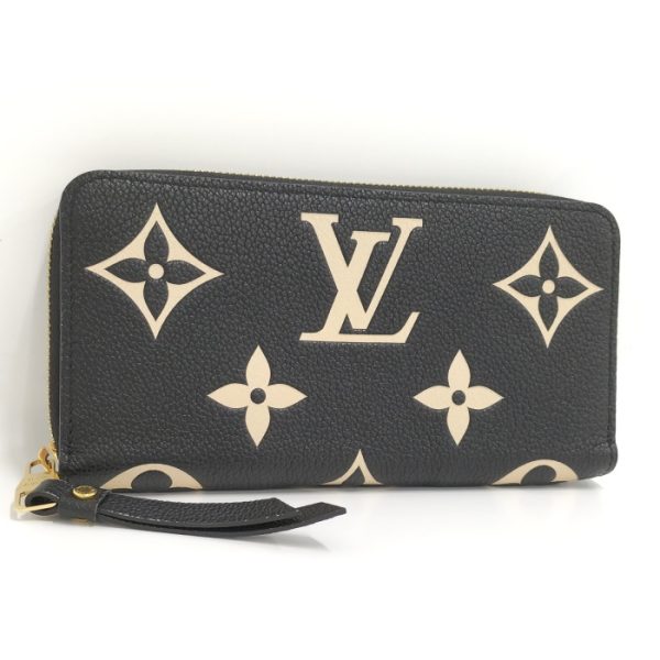 1 Louis Vuitton Zippy Wallet Round Zipper Long Wallet Monogram Amplant Black Beige