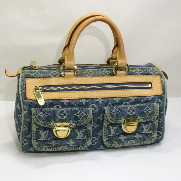 1 Louis Vuitton Neo Speedy Handbag Mini Boston Bag Monogram Denim Blue