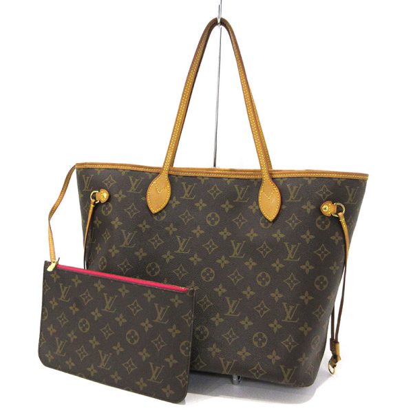 1 Louis Vuitton Monogram Neverfull MM Tote Bag With Pouch