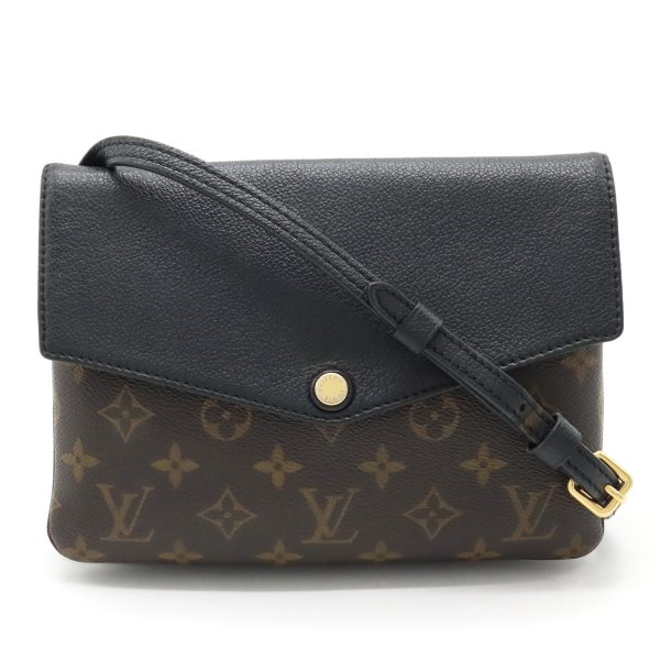 1 Louis Vuitton Monogram Twice Shoulder Bag Pochette Diagonal Noir Black