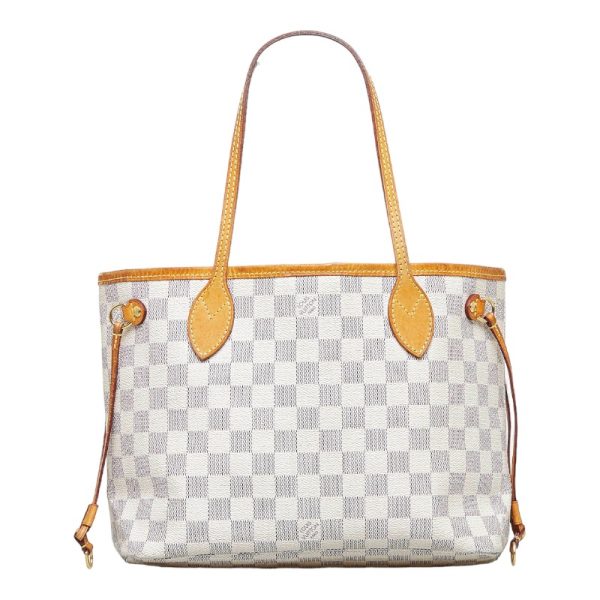 1 Louis Vuitton Damier Azur Neverfull PM Tote Bag White