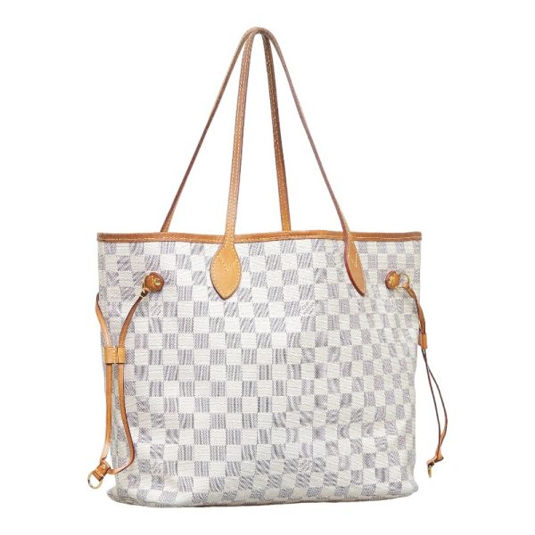 1 Louis Vuitton Damier Azur Neverfull MM Tote Bag White