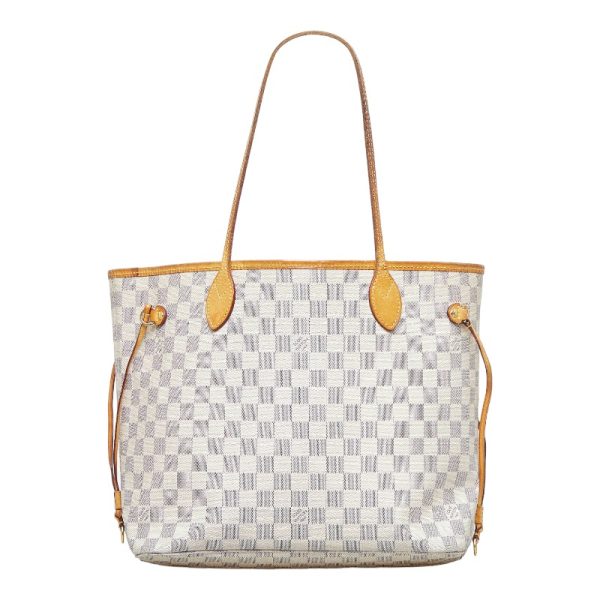 1 Louis Vuitton Damier Azur Neverfull MM Tote Bag Shoulder Bag White