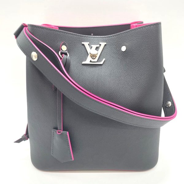 1 Louis Vuitton Lock Me Bucket Noir Fuchsia Leather 2way Shoulder Bag