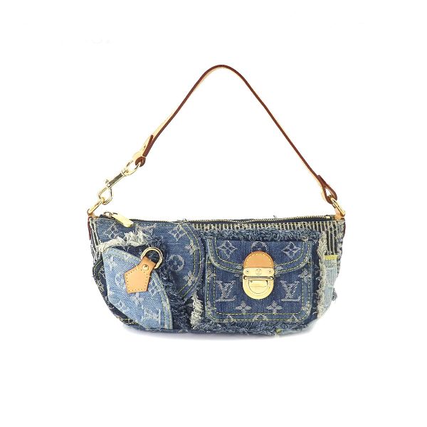 1 Louis Vuitton Monogram Denim Patchwork Pouchy Shoulder Bag Blue