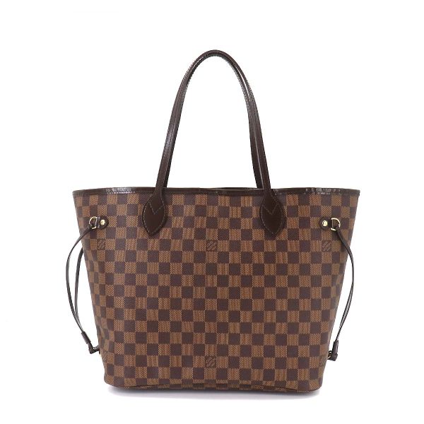 1 Louis Vuitton Damier Neverfull MM Tote Bag Ebene Series Brown Gold Metal Fittings