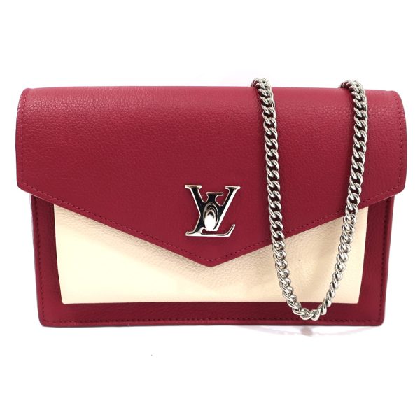 1 Louis Vuitton Pochette Lock Me Chain Shoulder Bag Bordeaux Beige Silver