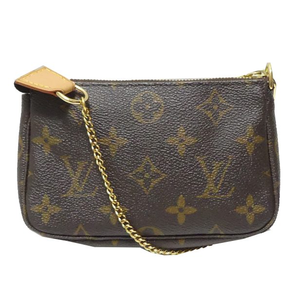 1 Louis Vuitton Mini Pochette Accessoire Monogram Chain Hand Bag Brown