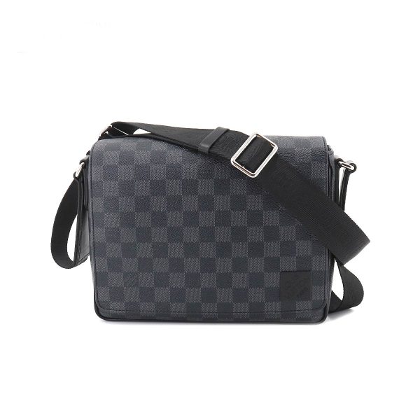 1 Louis Vuitton Damier Graphite District PM NV3 Shoulder Bag Black