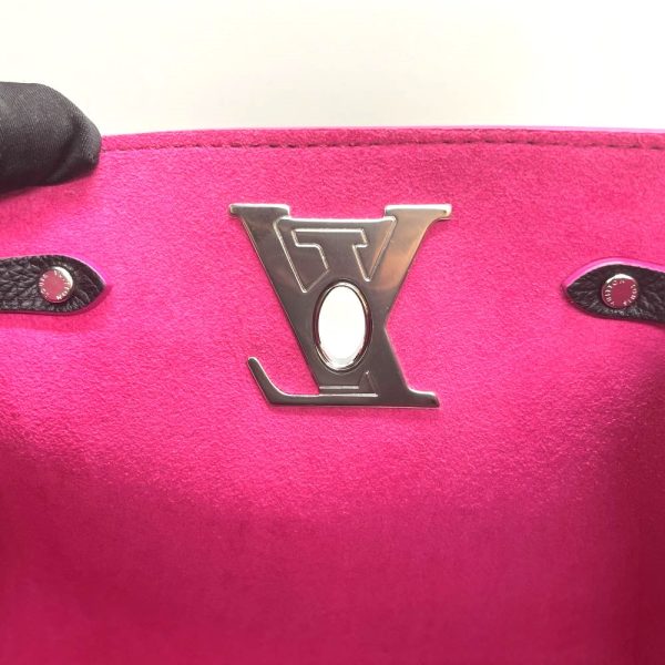 10 Louis Vuitton Lock Me Bucket Noir Fuchsia Leather 2way Shoulder Bag