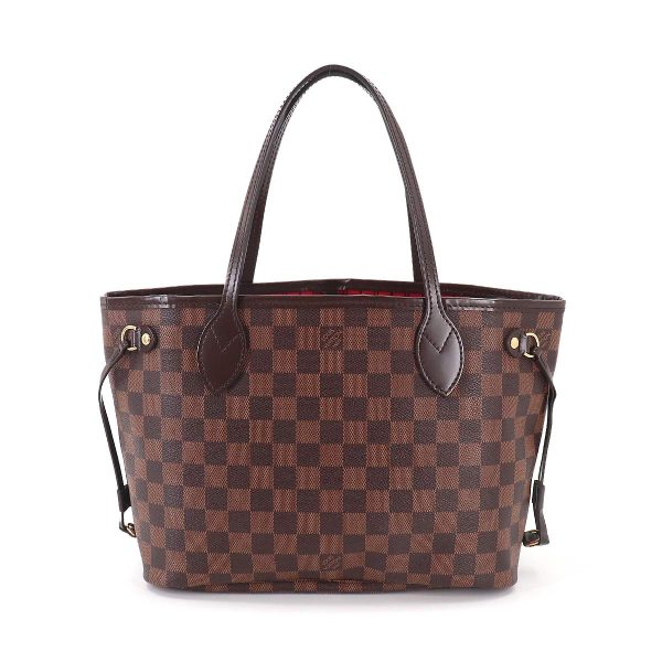 2 Louis Vuitton Damier Neverfull PM Tote Bag Brown Gold Hardware