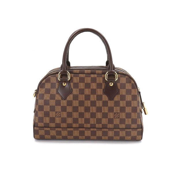 2 Louis Vuitton Damier Duomo Hand Bag Ebene Gold Metal Fittings