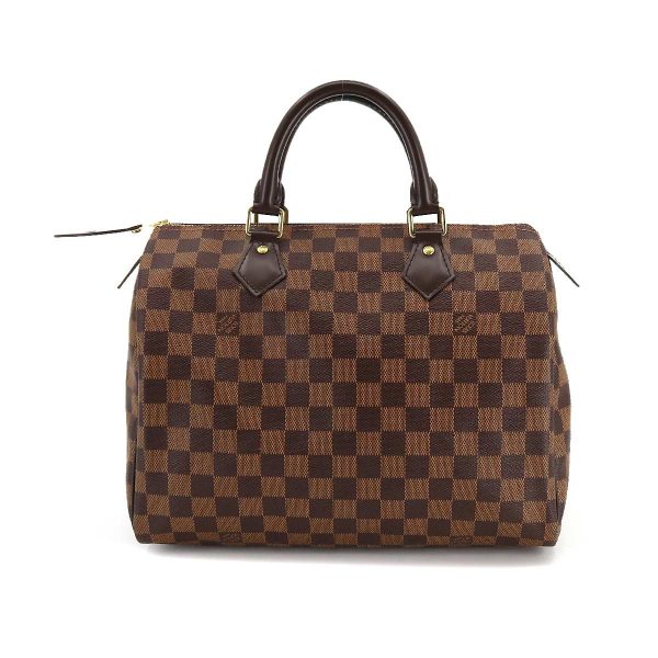 2 Louis Vuitton Damier Speedy 30 Hand Bag Ebene Brown Gold Hardware