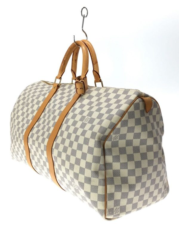 2 Louis Vuitton Keepall 50 Damier Azur Shoulder Bag White