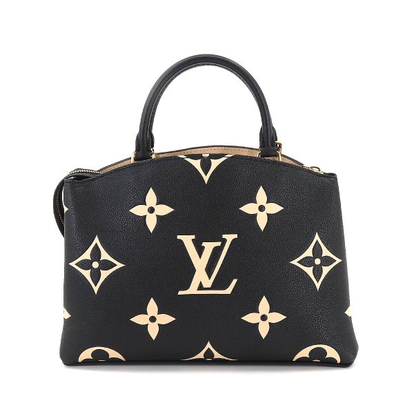 2 Louis Vuitton Bicolor Monogram Emplant Petit Palais PM Shoulder Bag Black Beige