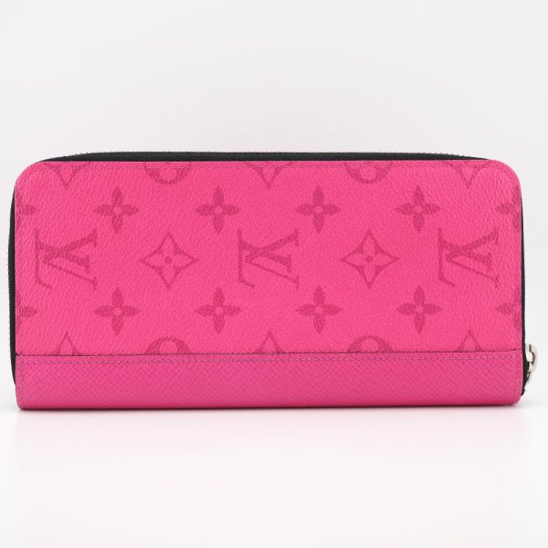 2 Louis Vuitton Zippy Wallet Vertical Coated Canvas Round Zipper Fuchsia Pink