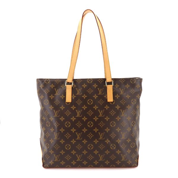 2 Louis Vuitton Monogram Cabas Mezzo Tote Bag Brown Gold Metal Fittings