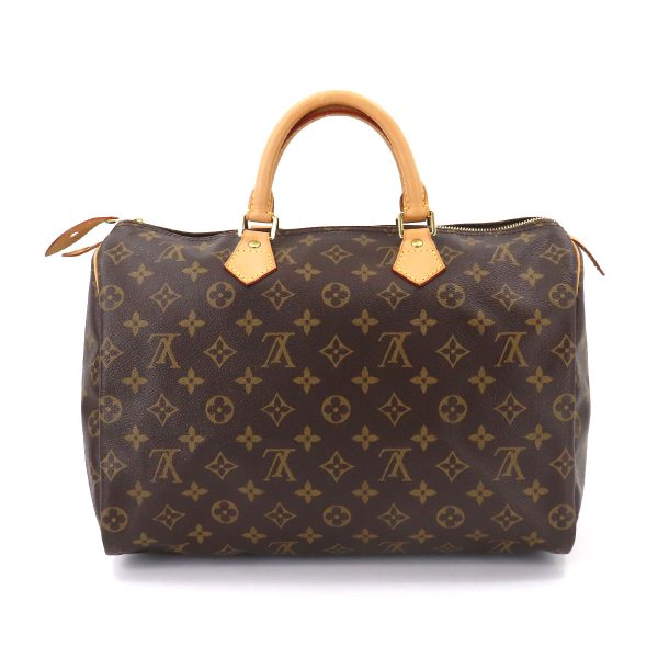 2 Louis Vuitton Monogram Speedy 35 Hand Bag Brown Gold Hardware