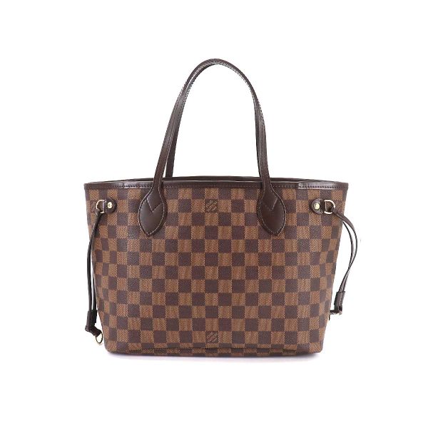 2 Louis Vuitton Damier Neverfull PM Tote Bag Ebene Brown