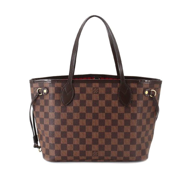 2 Louis Vuitton Damier Neverfull PM Tote Bag Brown Gold Hardware