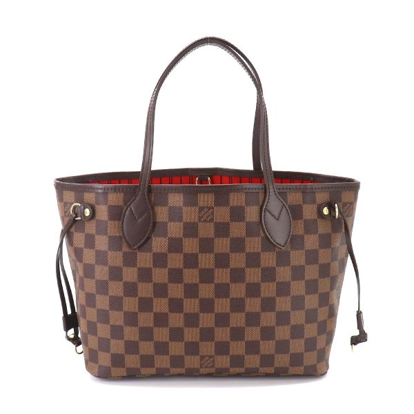 2 Louis Vuitton Damier Neverfull PM Tote Bag Ebene Brown Gold Hardware