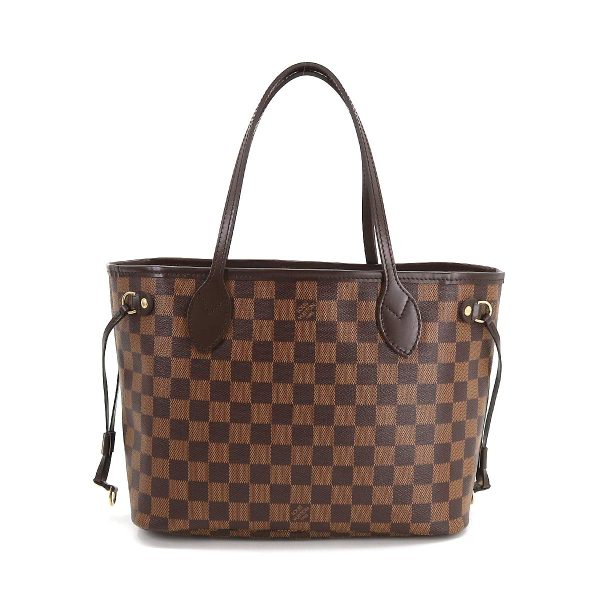 2 Louis Vuitton Damier Monogram Neverfull PM Tote Bag Brown Gold Hardware