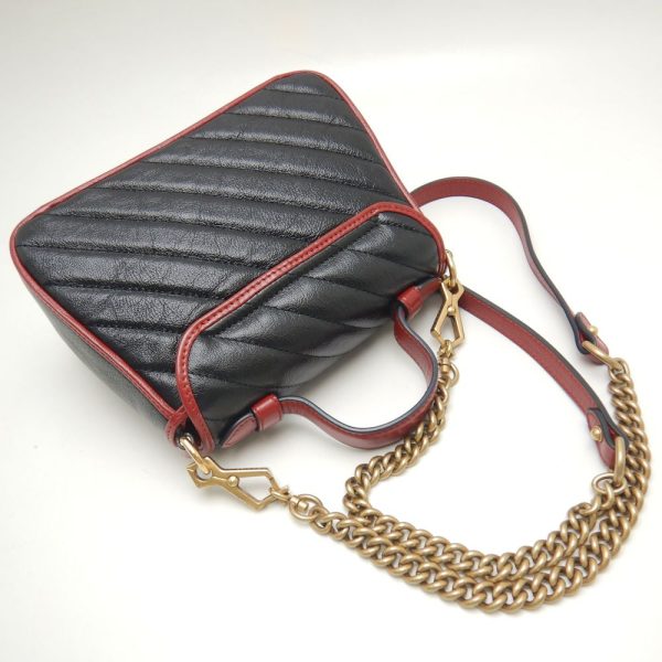 2 Gucci Mini Top Handle GG Marmont Quilted Small Black