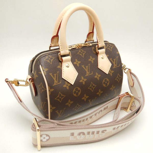 2 Louis Vuitton Monogram Speedy Bandouliere 20 Handbag Beige