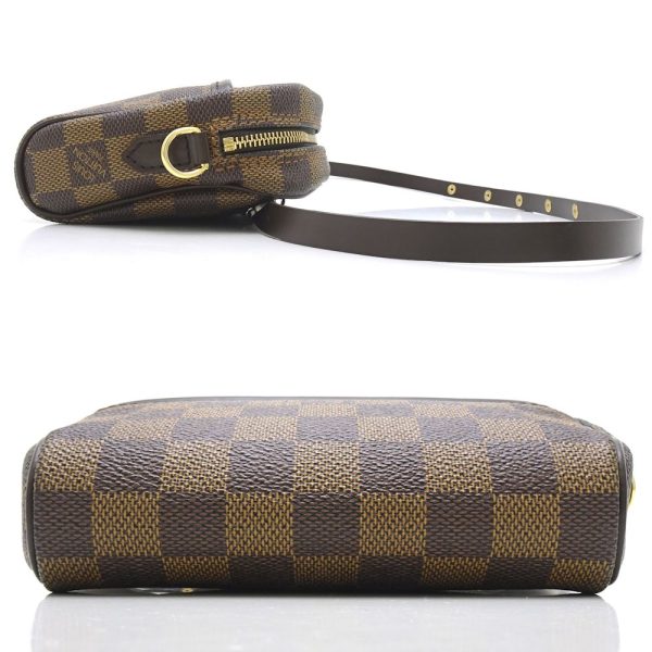 2 Louis Vuitton Damier Pochette Ipanema Ebene Waist Bag Pouch Brown