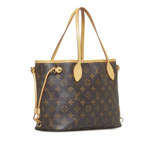2 Louis Vuitton Monogram Neverfull PM Handbag Tote Bag Brown