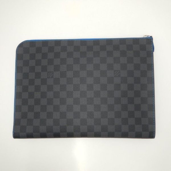 2 Louis Vuitton Damier Graphite Pochette Jour GM NM Blue