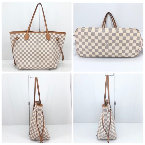 2 Louis Vuitton Damier Azur Neverfull MM Tote Bag