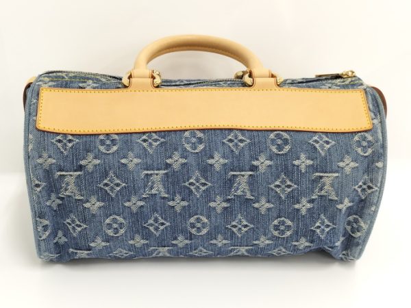 2 Louis Vuitton Neo Speedy Handbag Mini Boston Bag Monogram Denim Blue