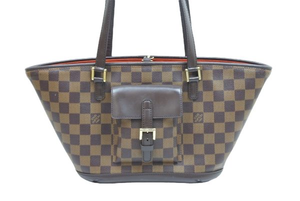 2 Louis Vuitton Shoulder Bag Tote Bag Manosque PM Damier Ebene Brown