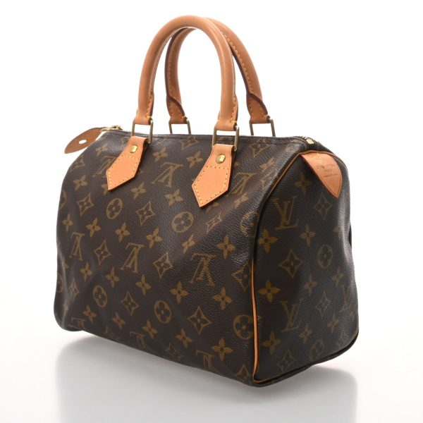 2 Louis Vuitton Monogram Speedy 25 Brown Canvas Handbag