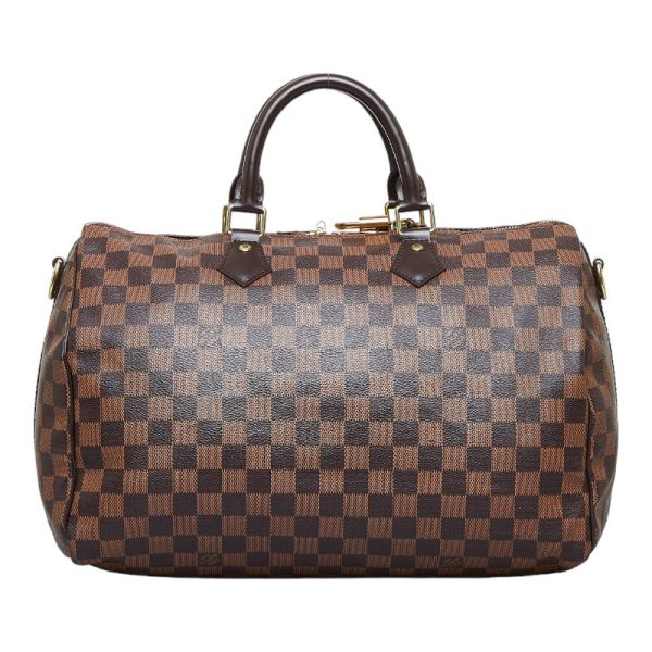 2 Louis Vuitton Damier Speedy 35 Bandouliere Ebene Brown Leather