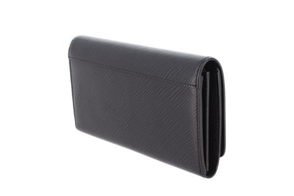 0627s03 Louis Vuitton Epi Zipper Long Wallet Portefeuille Twist Noir Black