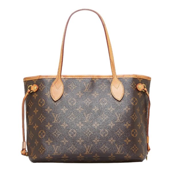 2 Louis Vuitton Monogram Neverfull PM Tote Bag Brown Leather