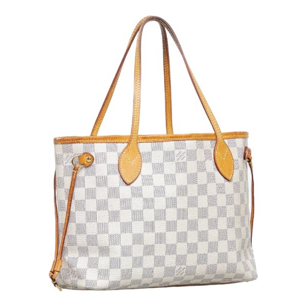 2 Louis Vuitton Damier Azur Neverfull PM Tote Bag White