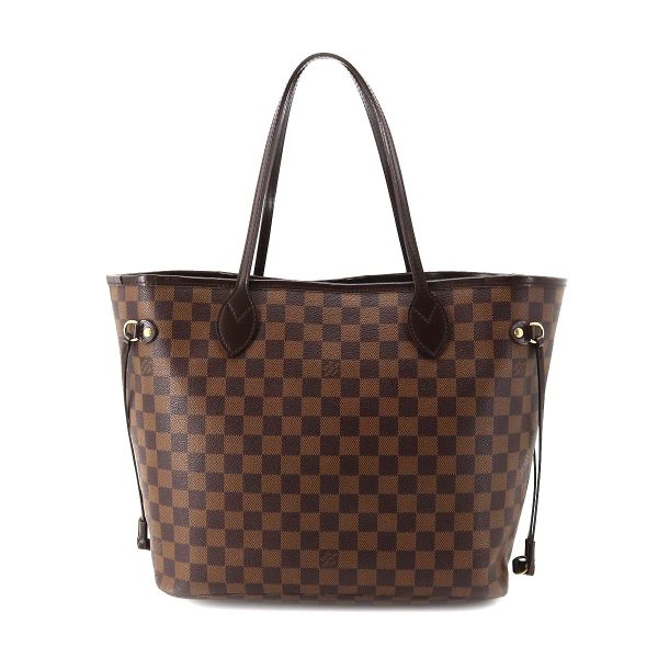 2 Louis Vuitton Damier Neverfull MM Tote Bag Ebene Cerise Brown Gold Hardware