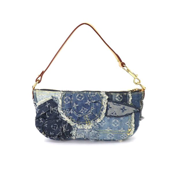 2 Louis Vuitton Monogram Denim Patchwork Pouchy Shoulder Bag Blue